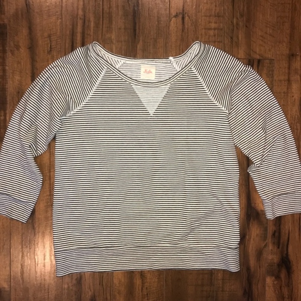 Madewell Stripped Hi-Line Fleece Lined Top Large